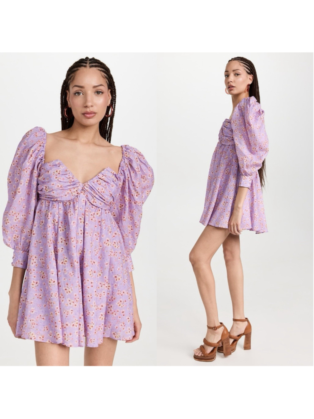 Bardot 'Lani' Purple Ramie Babydoll Mini Dress XS